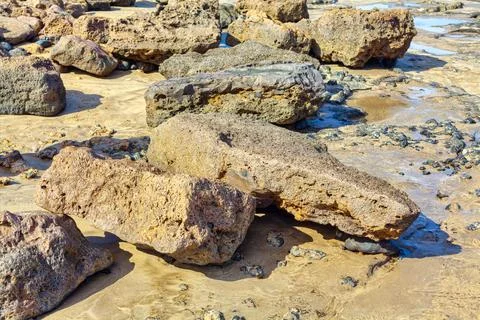 Big rocks on the beach Stock Photos