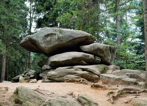 Big rocks in forest Stock Photos