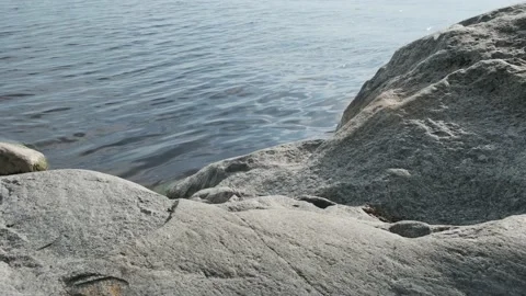 Big rocks on the river shore Stock Footage 136180010