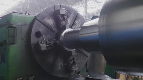 Big roll are created on the metal rolling machine at the plant. Creation of p Stock-Footage 114625053