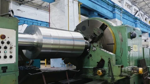 Big roll are created on the metal rolling machine at the plant. Creation of p Stock Footage 115508334