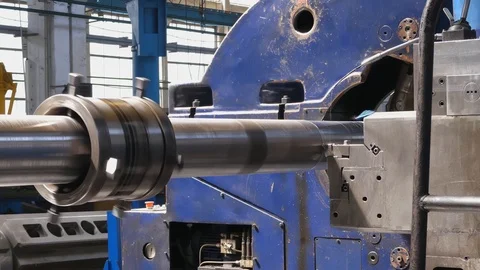 Big roll are created on the metal rolling machine at the plant. Creation of p Stock-Footage 118977595