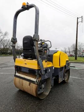 Big Roll Compactor at construction site, used for road repair Stock Photos