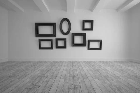Big room with several frames at wall Stock-Illustration