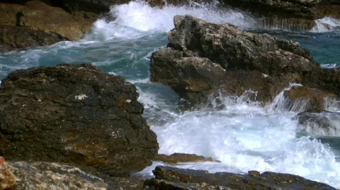 Big rough coastal waves  audio Stock Footage 243987