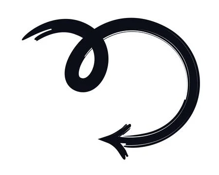 Big round arrow with loop bold thick stroke graphic element Stock Illustration