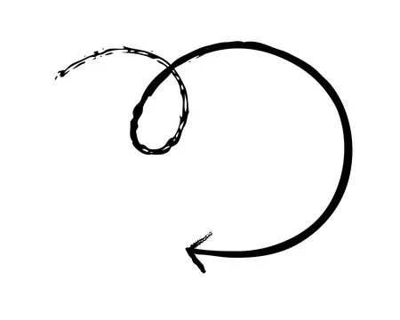 Big round arrow with loop grunge doodle design element Stockillustratie