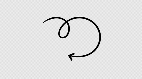 Big round arrow with loop hand-drawn sketch animation Stock Footage 329608491
