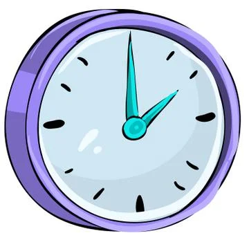 Big round clock for the wall, cartoon illustration, isolated object on a whit Stock Illustration