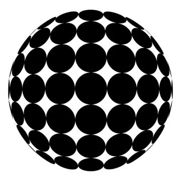 Big round sphere created out of black dots isolated on white background. Stock Illustration