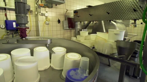 Big round tank to make cheese Stock Footage 35178566