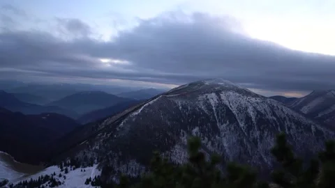 Big Rozsutec with sun between the clouds in the background mala Fatra, Slovakia Stock Footage 146141626