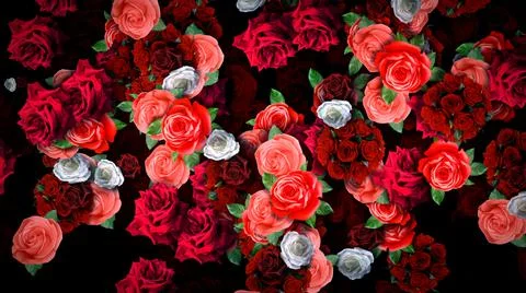 Big Ruby Red Carnation Flowers Textures Stock Illustration