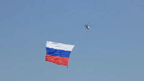 Big Russian flag in the air Stock-Footage 90008096