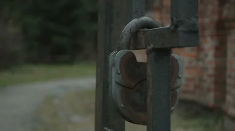 Big rusty padlock Stock Footage 55862657