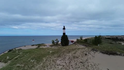 Big Sable Point Lighthouse on Lake Michigan Video stock 260656327