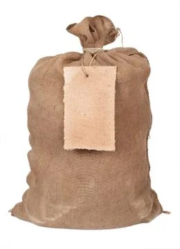 Big sack with tag Stock Photos