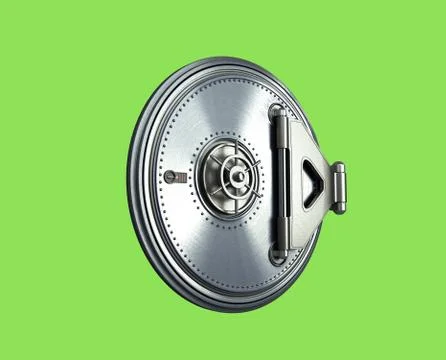Big safe door background High resolution 3d render green skreen Illustrazione stock