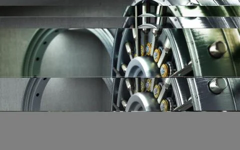 Big safe door with empty ingots High resolution 3D image Illustrazione stock