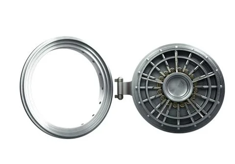 Big safe door with empty ingots High resolution 3D image Stock Illustration