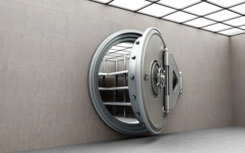 Big safe door with empty ingots High resolution 3D image Illustrazione stock