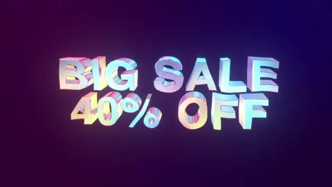Big sale 40 percent off 3D colorful text animation discount promotion Stock Footage 333473506