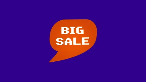 Big sale 8 bit pixel message, discount speech bubble. Promotion sale discount Stock Footage 220844265