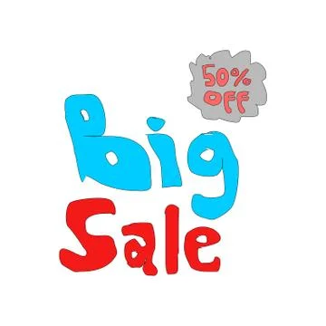 Big sale cartoon text, promotional and sales text. marketing, cute design for Stock Illustration