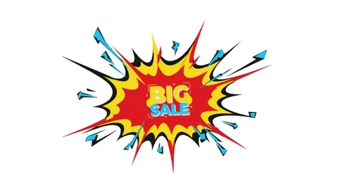 Big Sale comic explosion pop art graphic for promotion Stock-Footage 330887680