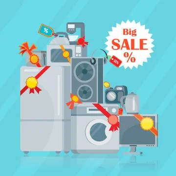 Big Sale in Electronics Store Vector  Flat Concep Stock Illustration