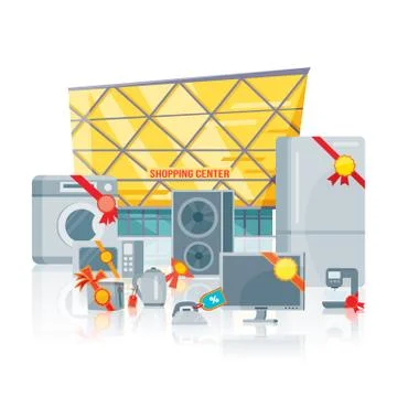 Big sale in Electronics Store Vector Flat Concept Illustrazione stock
