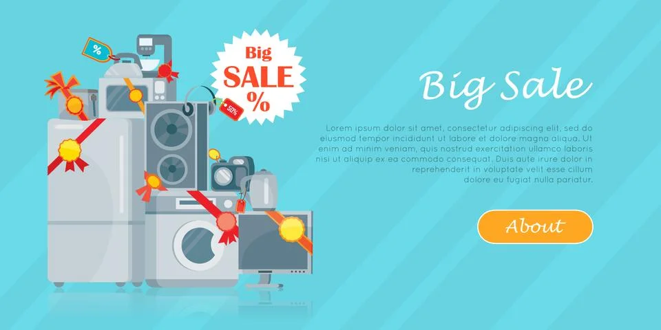 Big Sale in Electronics Store Vector Flat Concept Stock Illustration