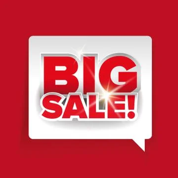 Big sale label vector red Stock Illustration