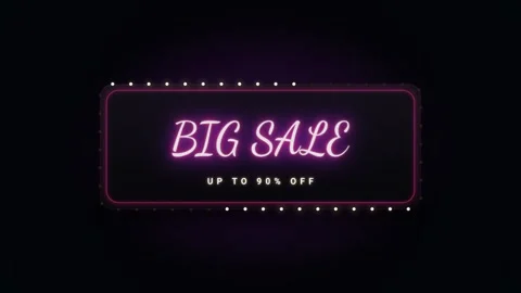 Big Sale Loop Animated Neon Billboard Up To 90 Percent Off Stock Footage 340255865