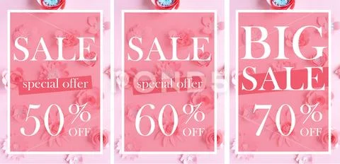 Big Sale poster, banner. Big sale, clearance. 50 , 60 , 70 off. Stock Photos