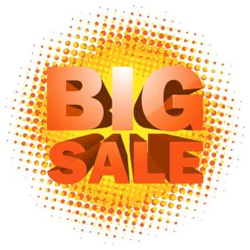 Big sale text on halftone pattern. Stock Illustration