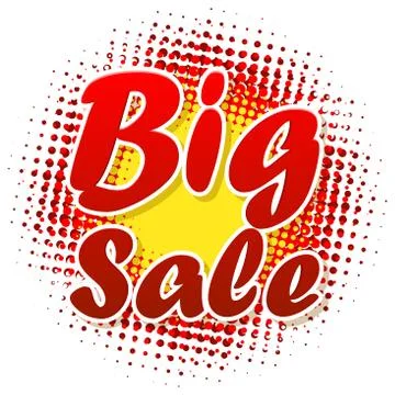 Big sale text on halftone pattern. Stock Illustration
