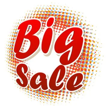 Big sale text on halftone pattern. Illustrazione stock