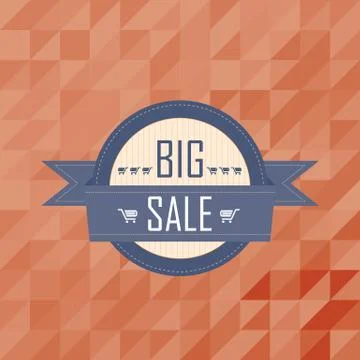 Big sales badge on mosaic pattern background Stock Illustration