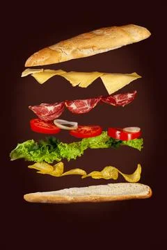 Big Sandwich Levitating Stock Photos