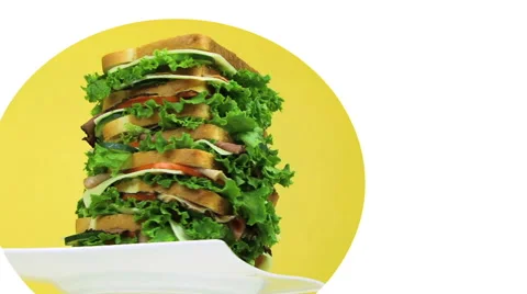 Big Sandwich Rotating Close Up With Copy Space HD Video stock 40714211
