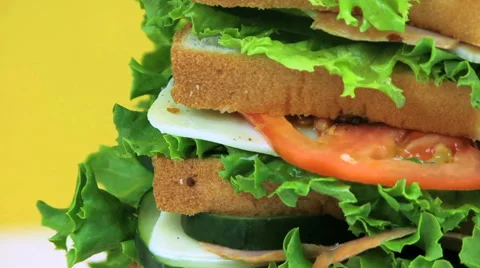 Big Sandwich Rotating Close Up HD Stock Footage 40714192