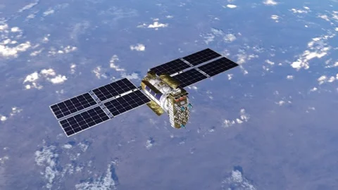 Big satellite passing in space above earth Stock Footage 252108549