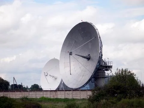 Big satellites, radars looking at the sky Stock Photos