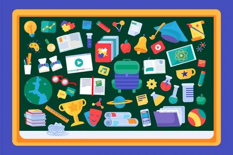 Big School Study Set Elements 스톡 일러스트