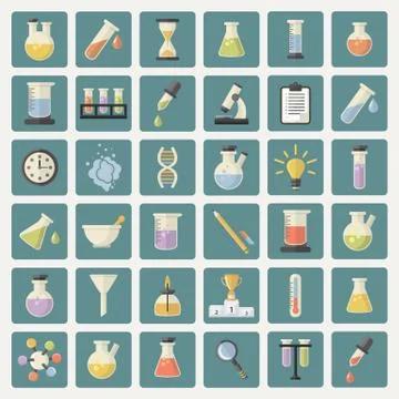 Big Science and research Web Icons set Stock Illustration