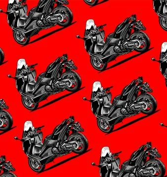 Big scooter pattern back view Stock Illustration