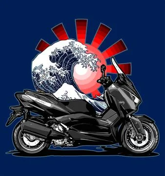 A big scooter with the sun in the background Stock Illustration