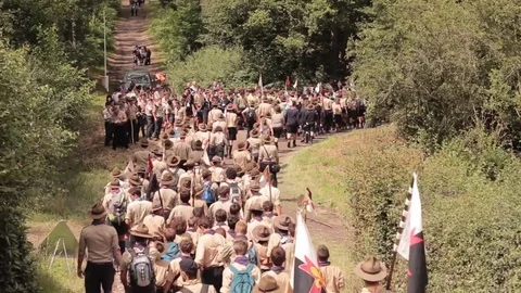 Big scouts group marching Video stock 71556640