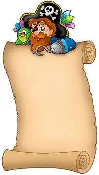 Big scroll with pirate Stock Illustration